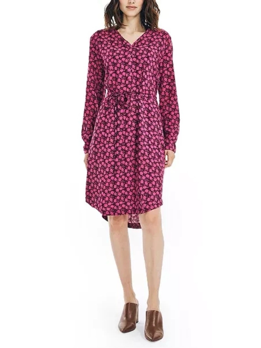 Nautica Sustainably Crafted Floral Belted Shirt Dress Size L